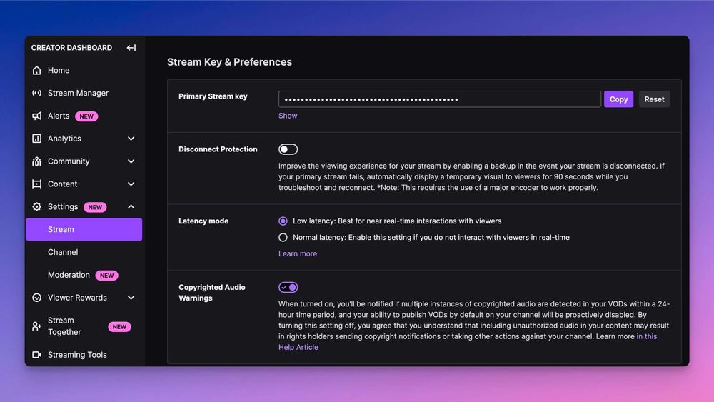how to find twitch stream key